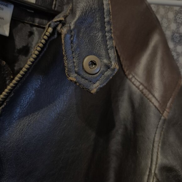 Toxic Hazard Brown Distressed Moto Jacket Size L - Picture 7 of 12
